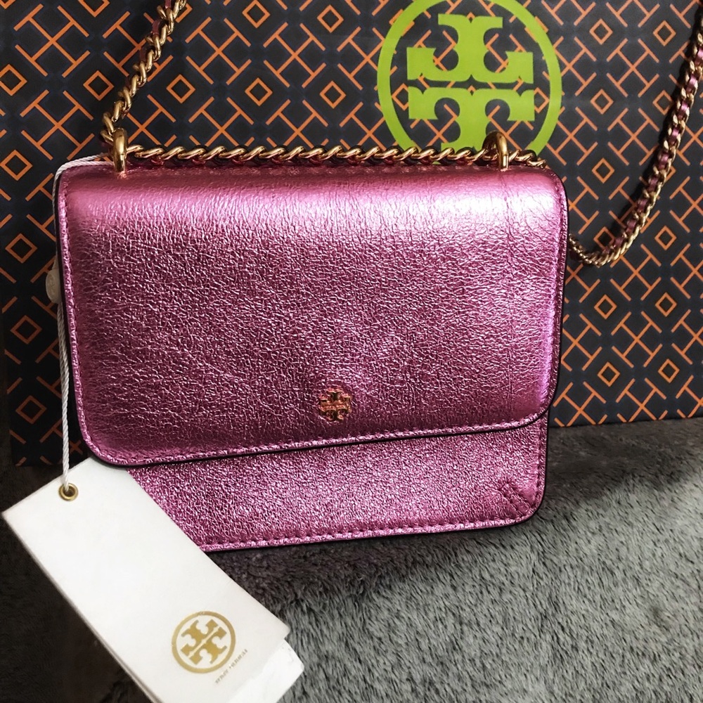 NWT Authentic Tory Burch Pink Crinkle Crossbody - Picture 1 of 5